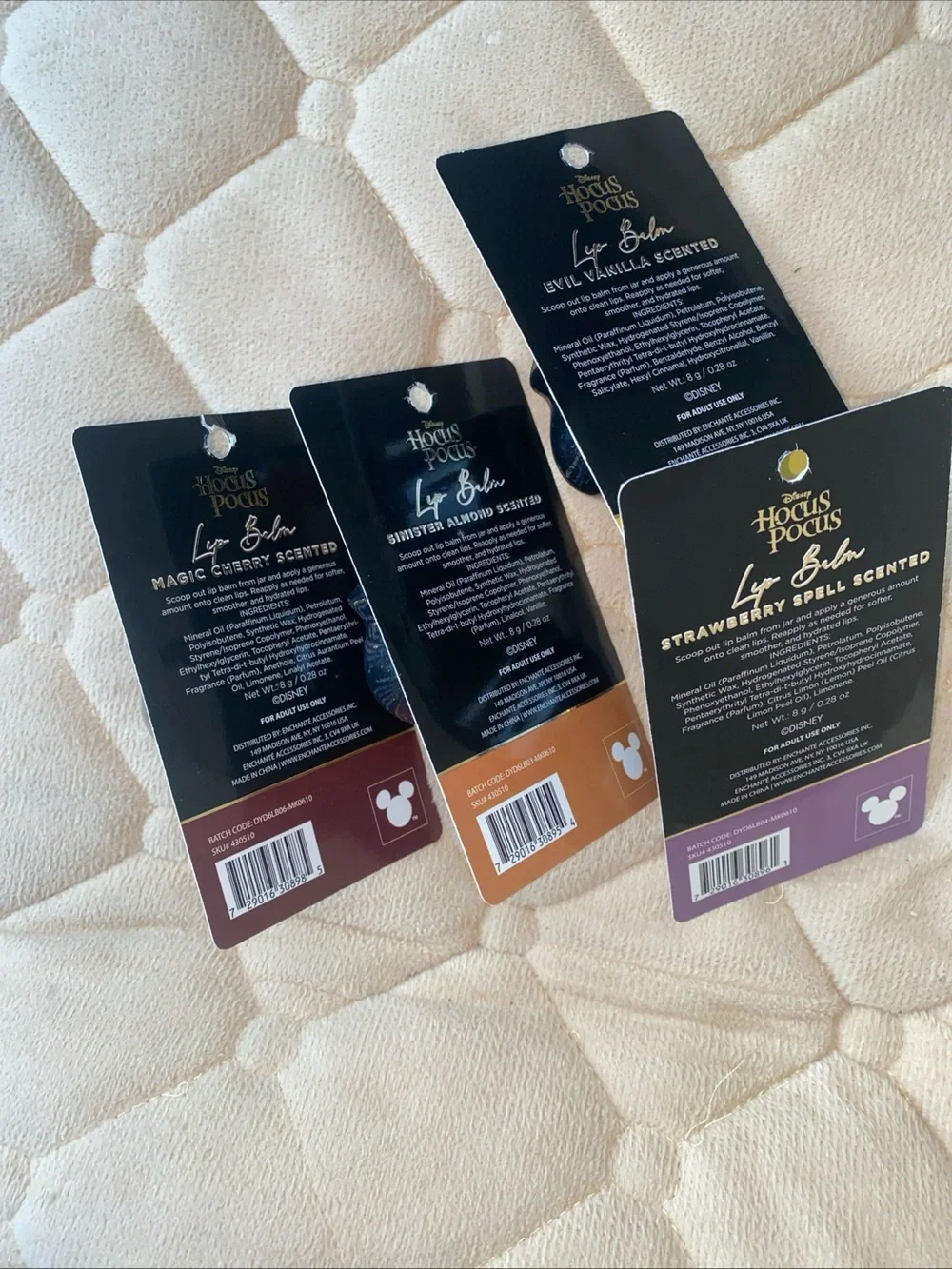 Disney Hocus Pocus Halloween Lip Balm Set Of 4 Cherry Strawberry Vanilla Almond
